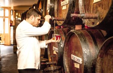 The sweet, fortified wines Málaga that is known for are aged in oak barrels. At Antigua Casa de Guardia, the wine is tapped directly from the barrel.